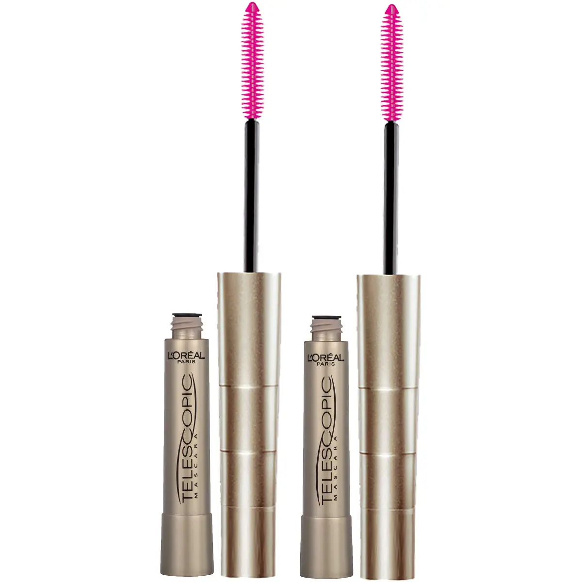 L'Oreal Paris Original Telescopic Mascara, Washable Blackest Black, 0.27 Fl Oz (0.54 Fl Oz Total) | Separates Lashes for Intense Length - main product image