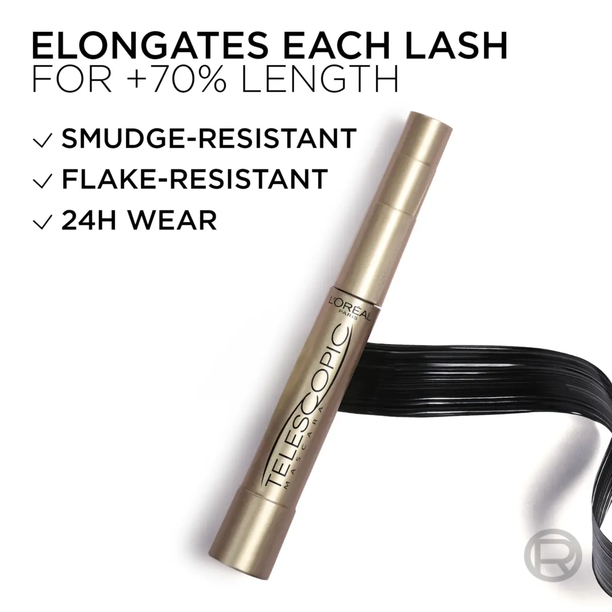 L'Oreal Paris Original Telescopic Mascara, Washable Blackest Black, 0.27 Fl Oz (0.54 Fl Oz Total) | Separates Lashes for Intense Length - view 7