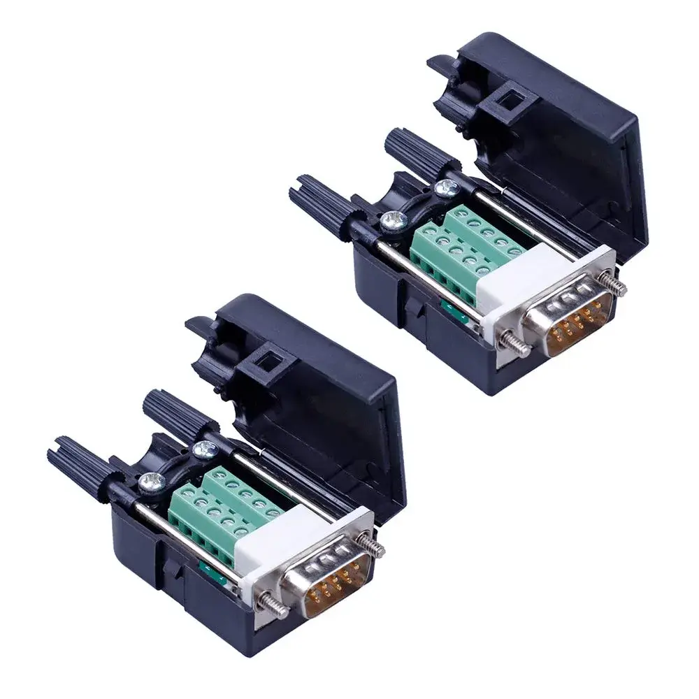 ANMBEST DB9 Solderless RS232 Serial to 9-Pin Male Adapter 2-Pack | Easy Wiring for Industrial Instrumentation - main product image