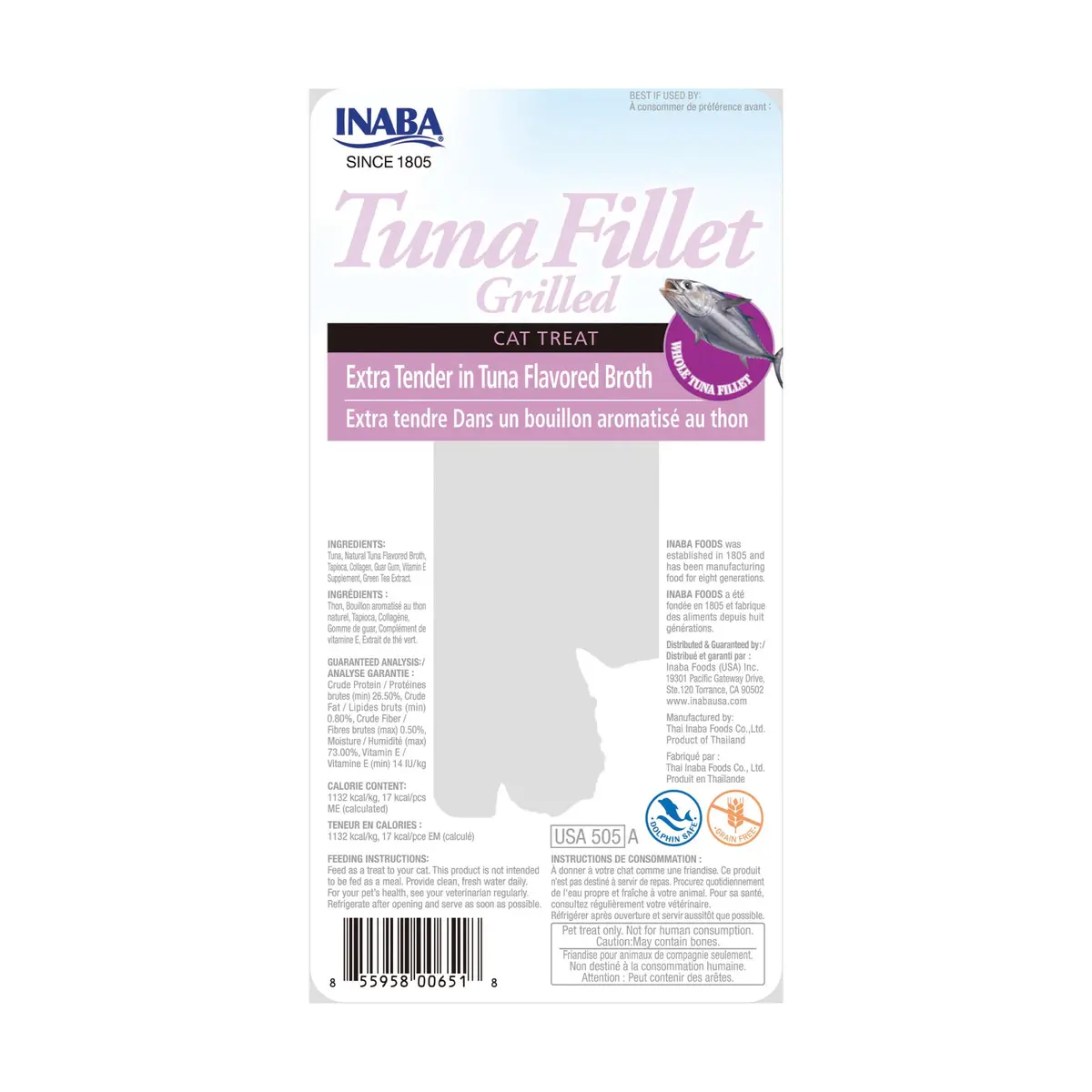 INABA Grilled Fillets Cat Treats, Extra Tender Tuna in Tuna Broth, 6ct | Moist, Flaky, Hand-Feed Friendly - view 7