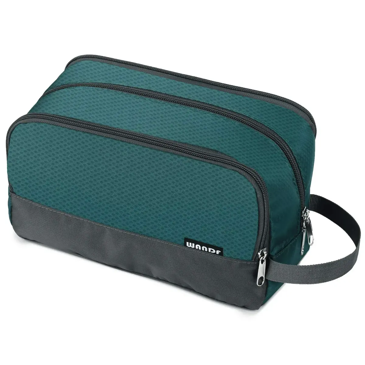 WANDF Travel Toiletry Bag for Men, Small Dopp Kit with 3 Compartments & 5 Pockets, 23cm (9.5" L) | Water-Resistant Polyester - main product image