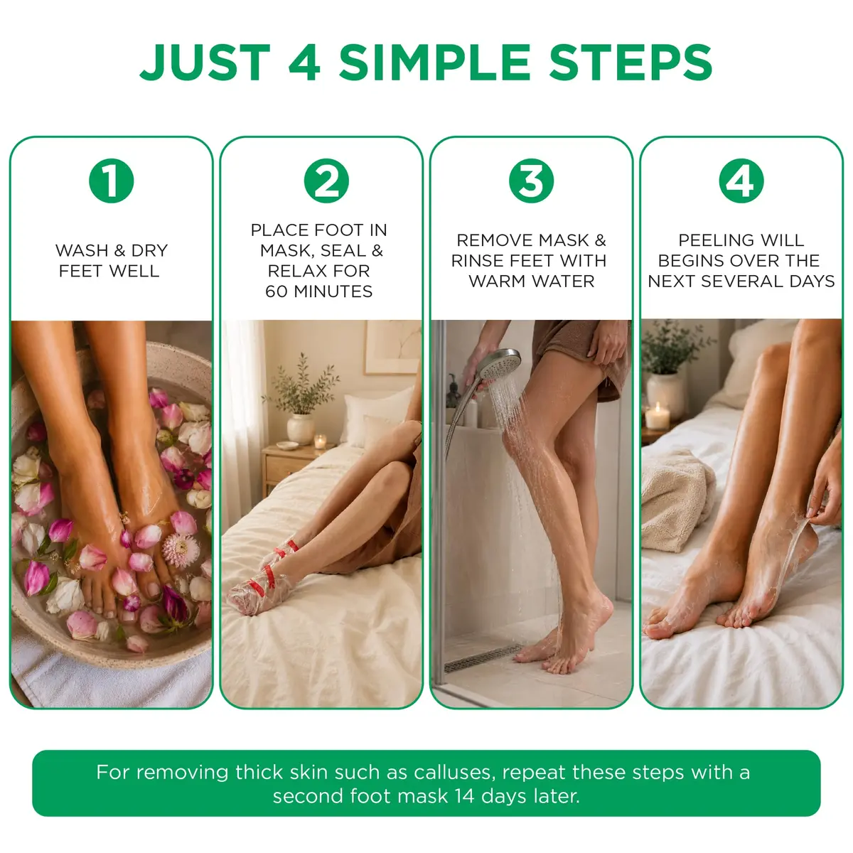 DERMORA Foot Peel Mask, Exfoliating Foot Peeling Mask, 2 Pairs, Tea Tree | Gentle Exfoliation for Dry Feet - view 2