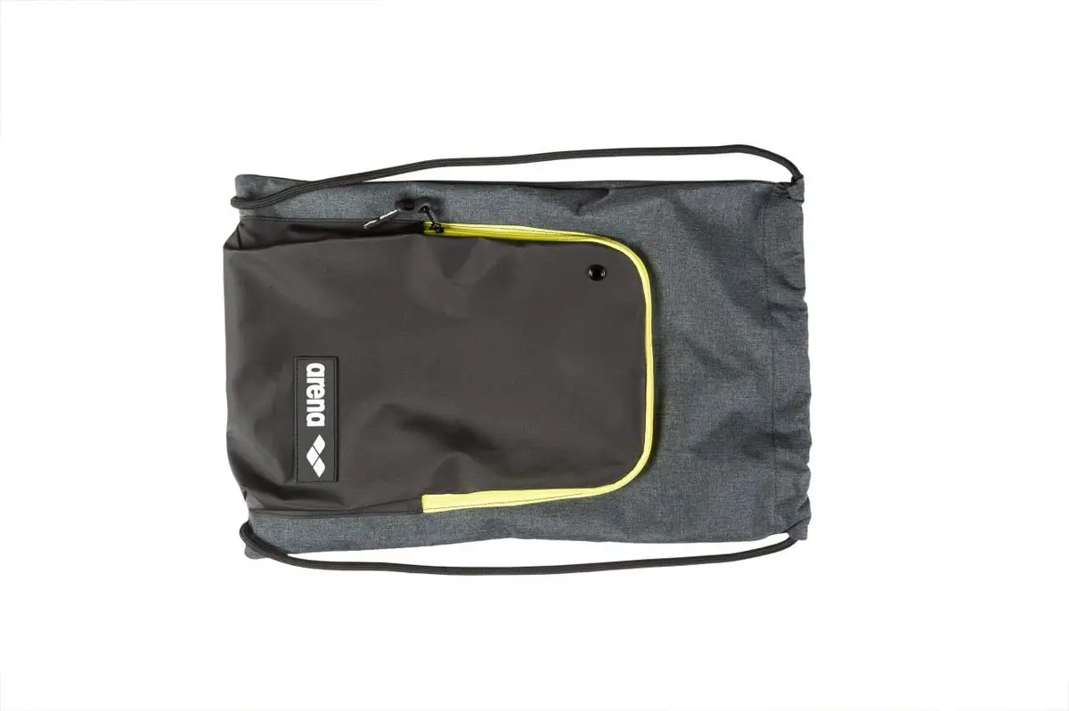 ARENA Team Sack Drawstring Swim Bag, Grey Melange | Water-Resistant & Backpack-Convertible - view 2