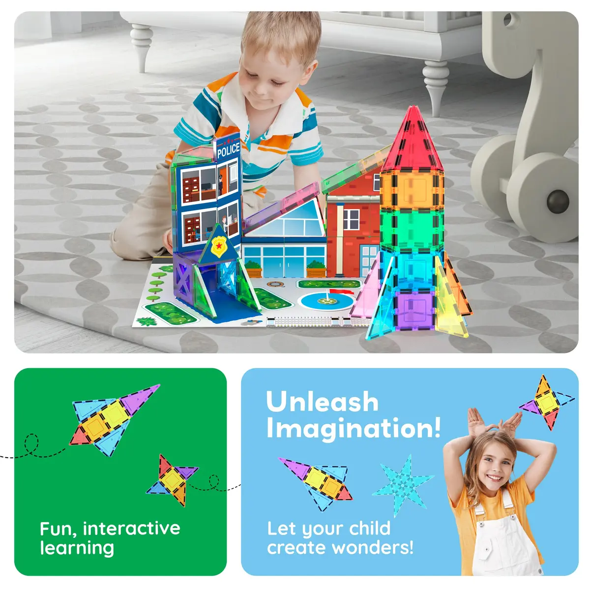 PicassoTiles Magnetic Building Block Rocket Booster Set 32 Pieces | STEM Educational Toy for Kids - view 5
