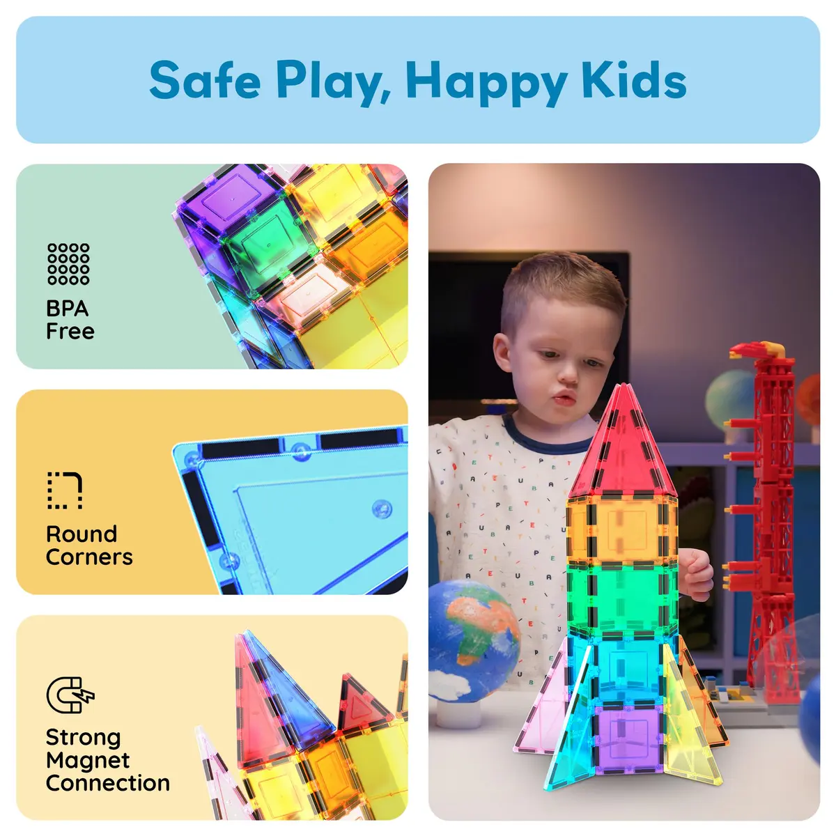 PicassoTiles Magnetic Building Block Rocket Booster Set 32 Pieces | STEM Educational Toy for Kids - view 6