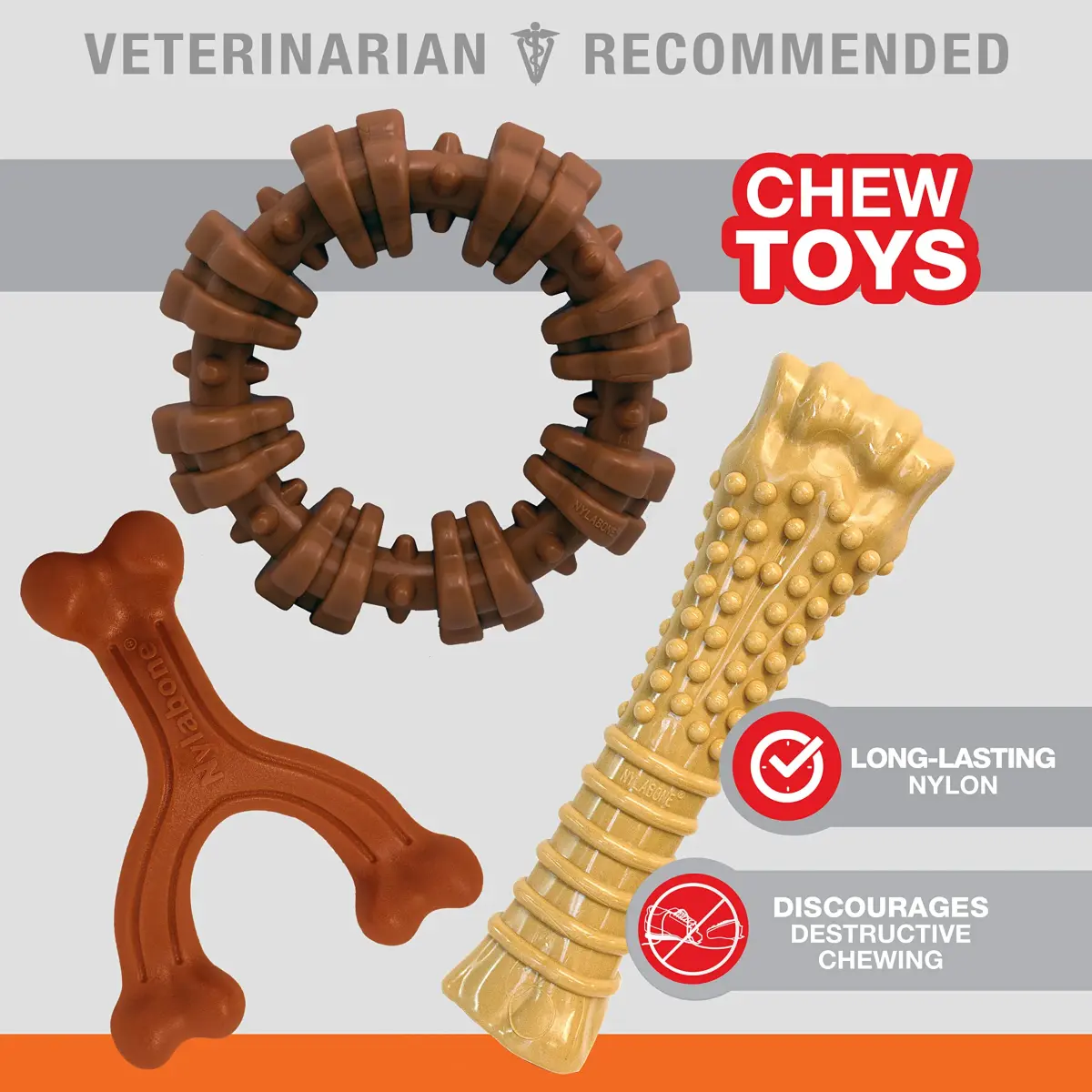 Nylabone Power Chew Customer Favorites Dog Chew Toys, Large, 3 Count | Tough Nylon for Aggressive Chewers - view 3