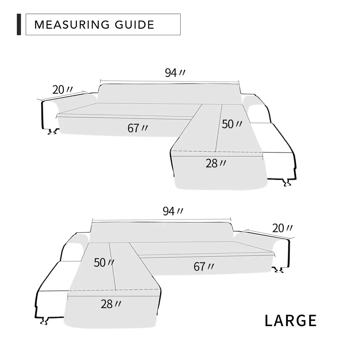 Easy-Going Reversible L-Shape Sectional Couch Cover, Large, Brown/Brown | Protects & Refreshes Your Sofa - view 5