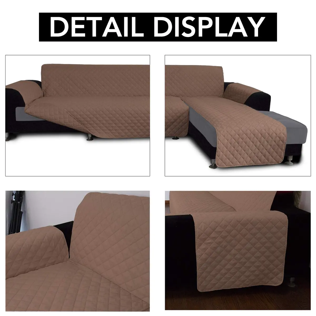Easy-Going Reversible L-Shape Sectional Couch Cover, Large, Brown/Brown | Protects & Refreshes Your Sofa - view 3