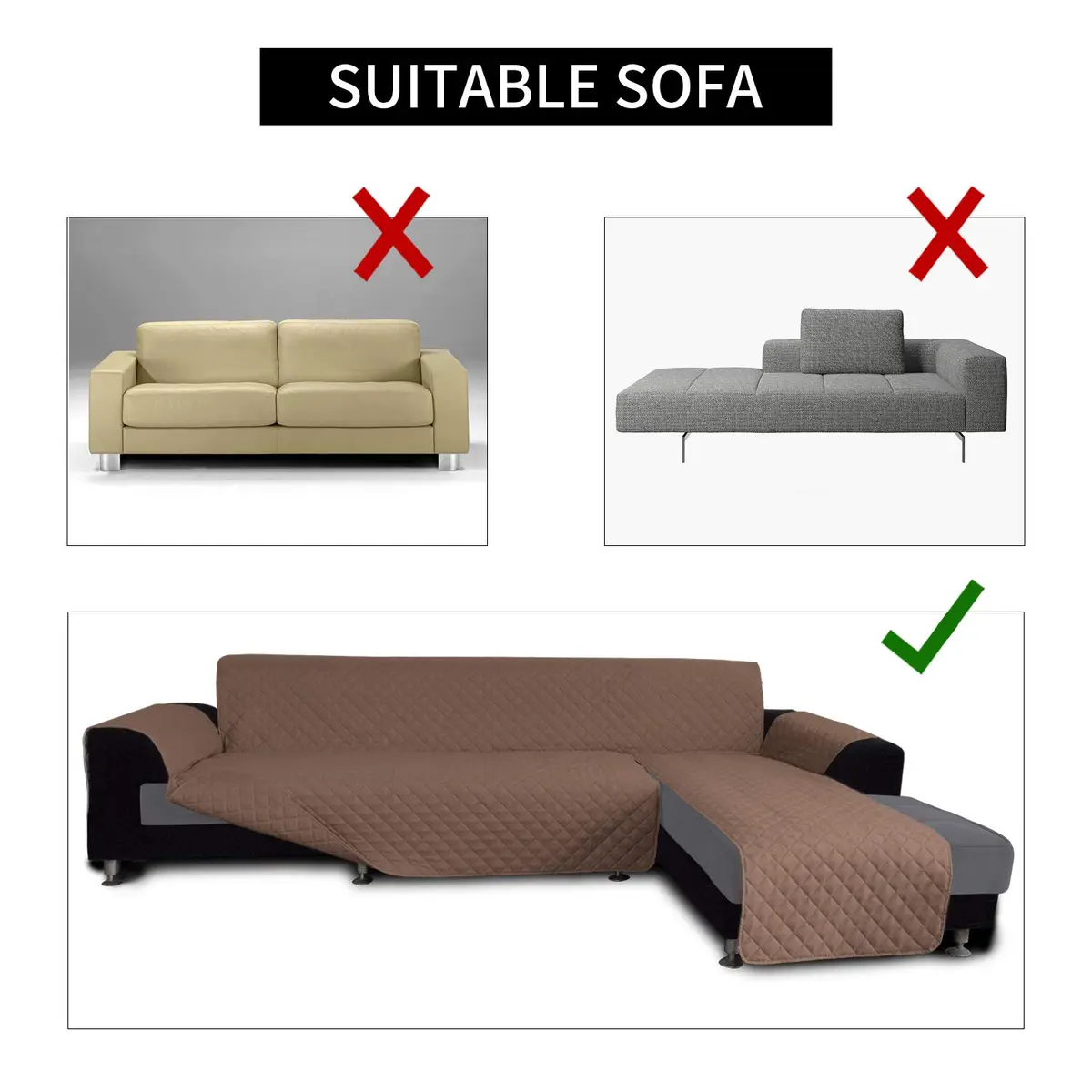 Easy-Going Reversible L-Shape Sectional Couch Cover, Large, Brown/Brown | Protects & Refreshes Your Sofa - view 4