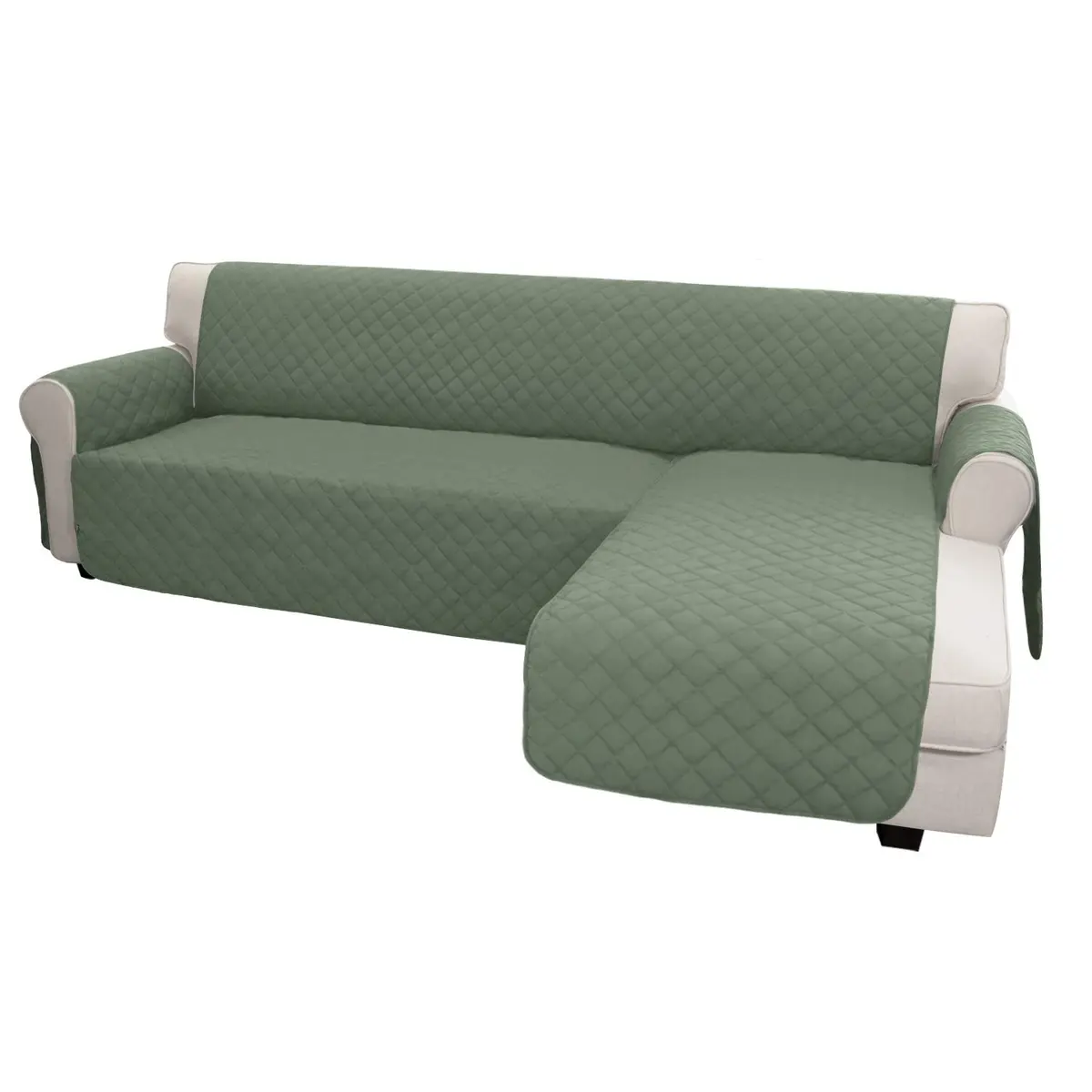 Easy-Going Reversible L-Shape Sectional Couch Cover, Small, Greyish Green | Water-Resistant & Pet-Proof - main product image