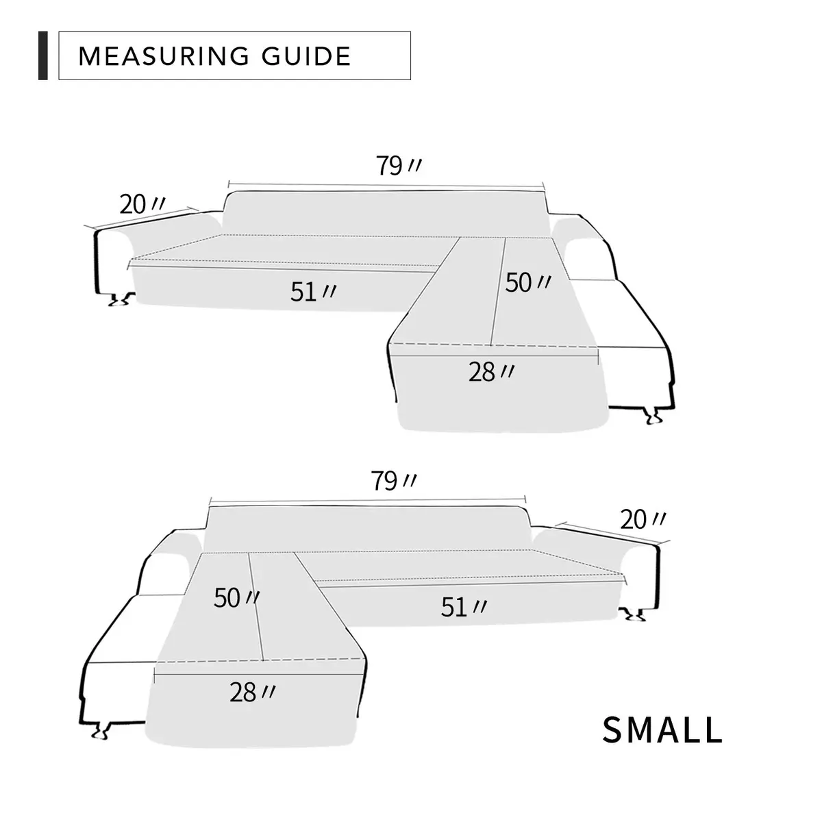 Easy-Going Reversible L-Shape Sectional Couch Cover, Small, Greyish Green | Water-Resistant & Pet-Proof - view 6
