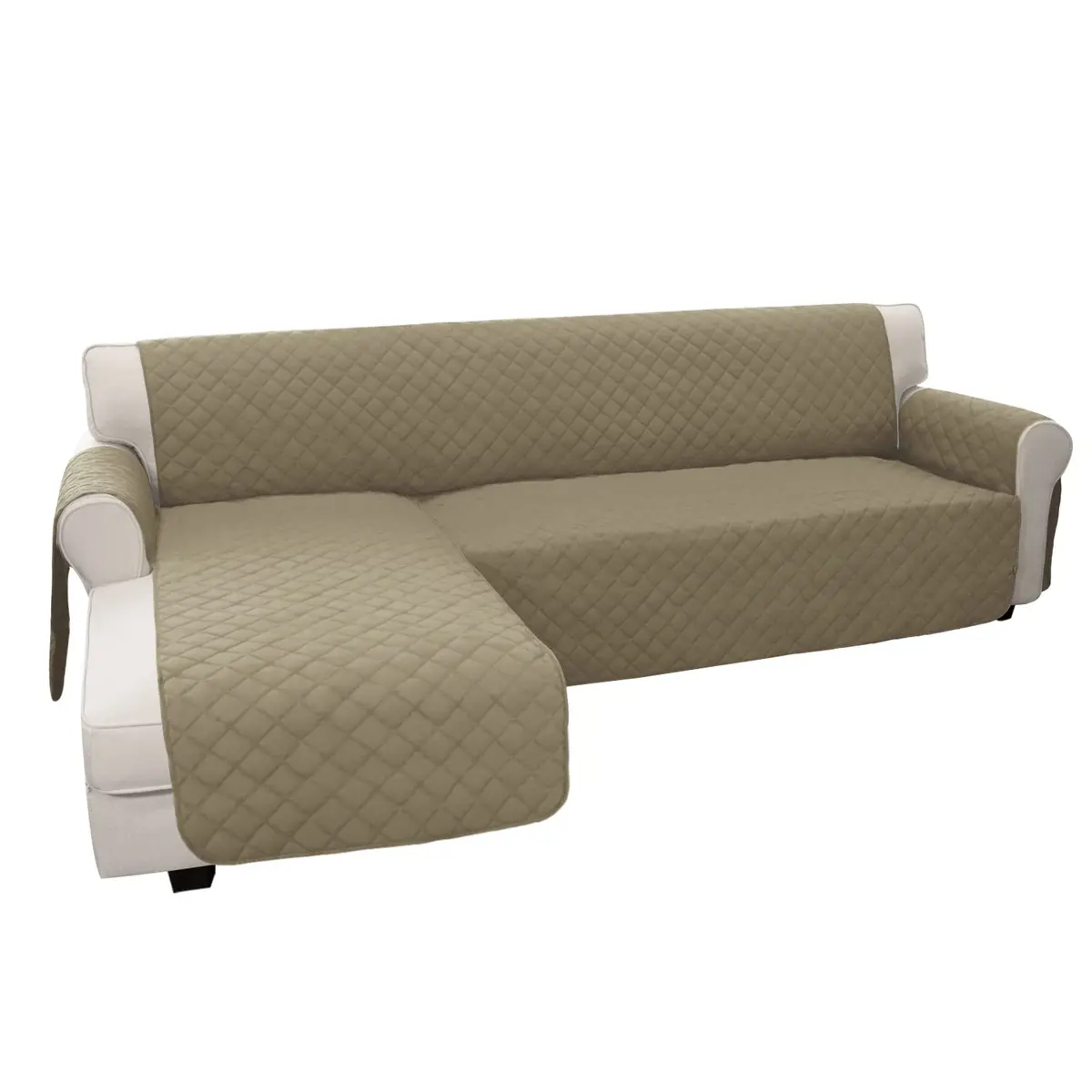 Easy-Going Reversible L-Shape Sectional Couch Cover, Large, Beige/Beige | Water-Resistant, Pet & Kids Friendly - main product image