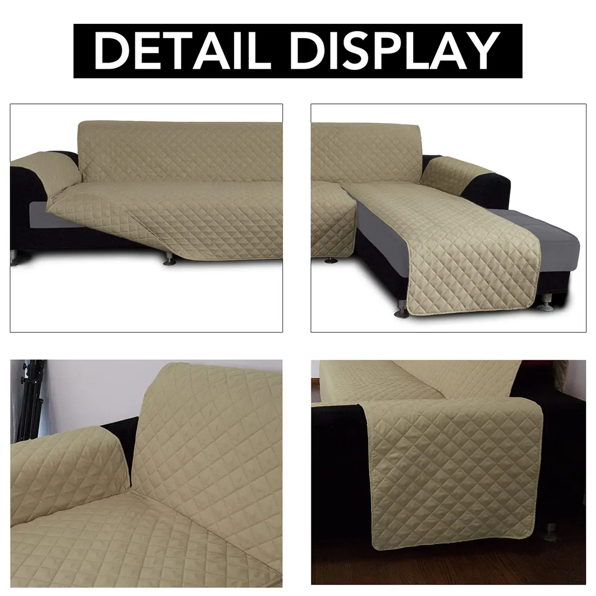 Easy-Going Reversible L-Shape Sectional Couch Cover, Large, Beige/Beige | Water-Resistant, Pet & Kids Friendly - view 3