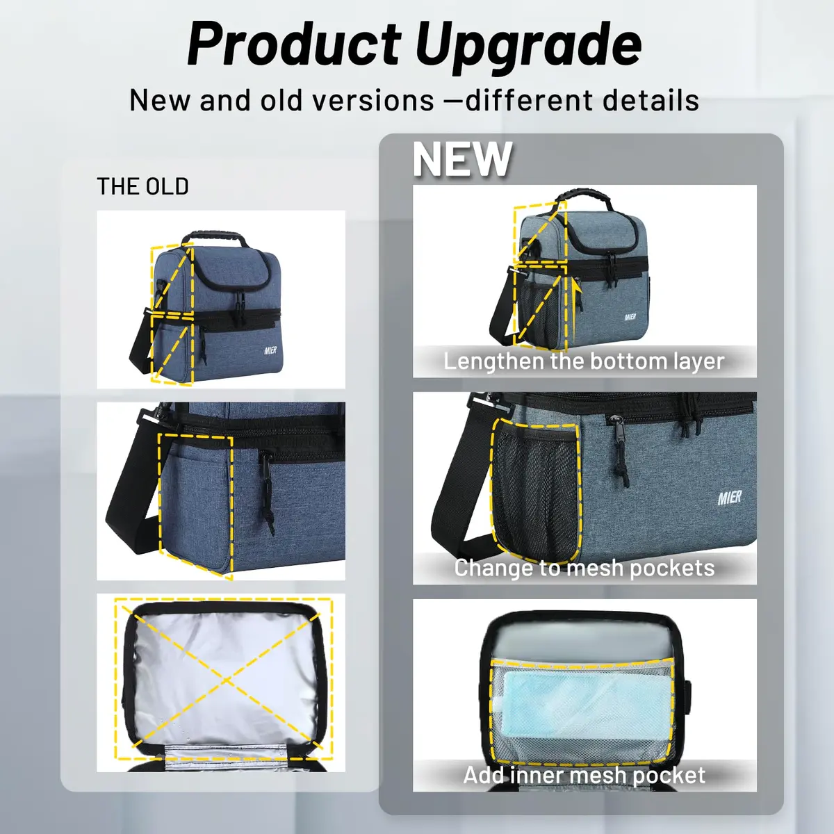 MIER Insulated Lunch Box Bag Dual Compartment 10L (0.35 cu ft) | Keeps Food Hot & Cold for Hours - view 6