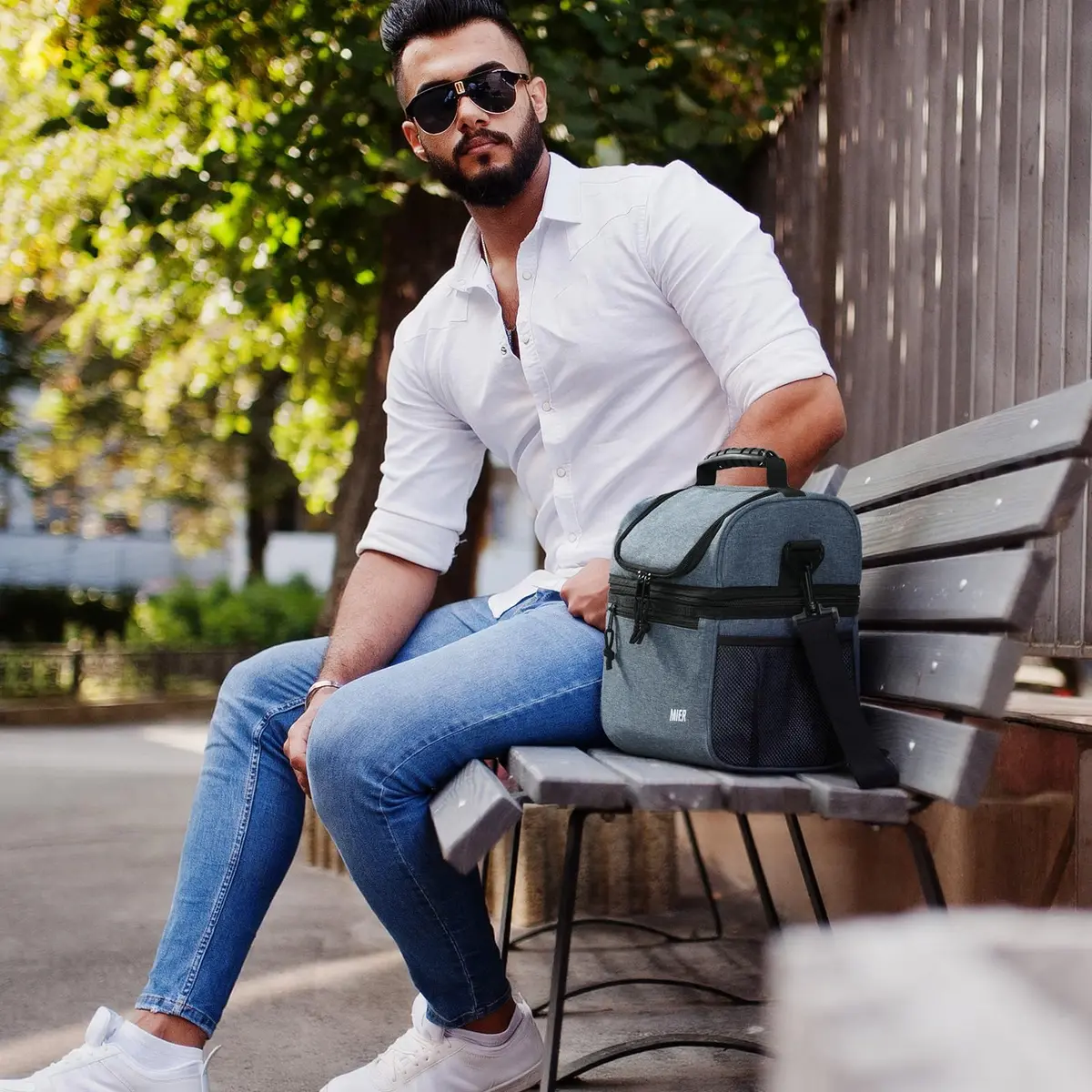 MIER Insulated Lunch Box Bag Dual Compartment 10L (0.35 cu ft) | Keeps Food Hot & Cold for Hours - view 7