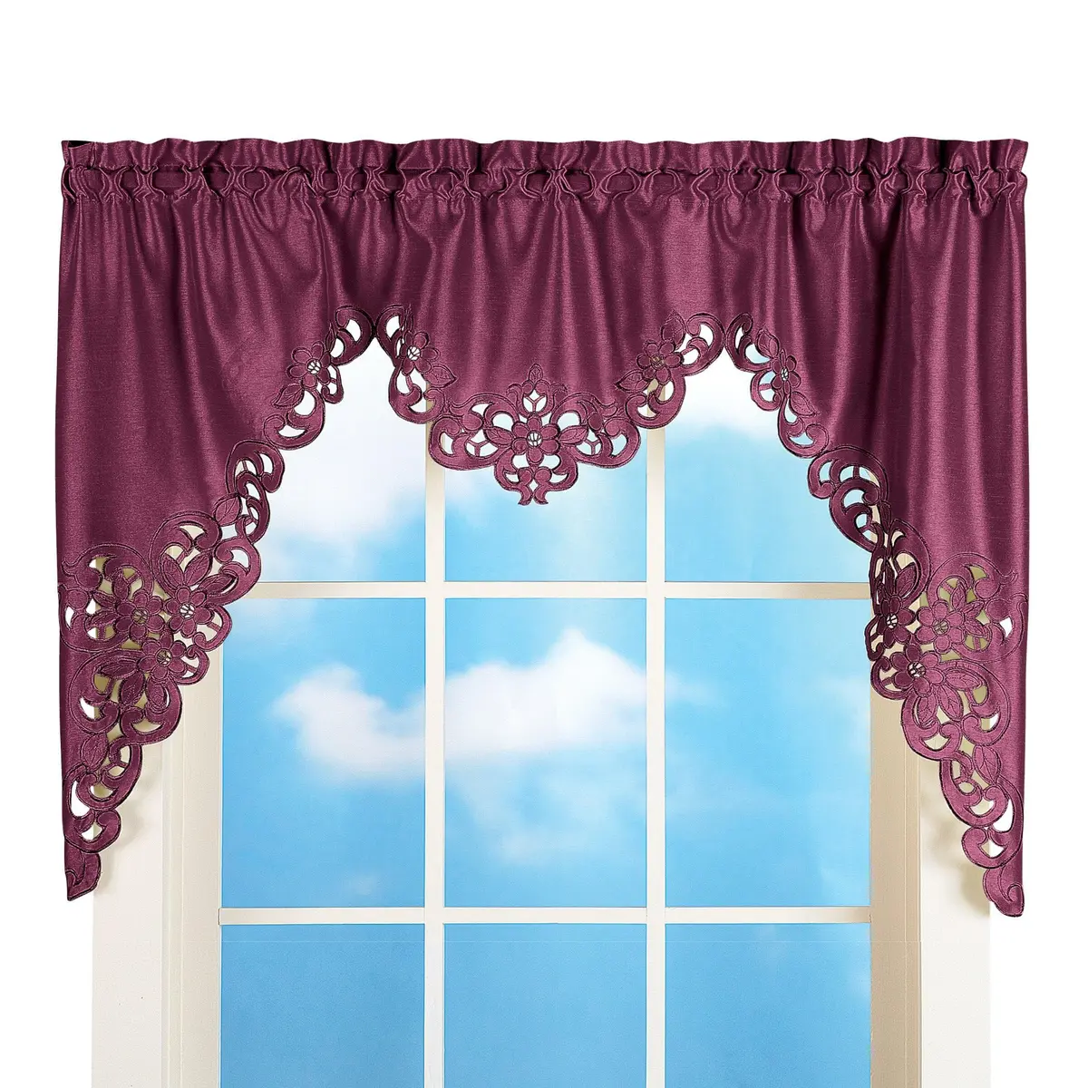Collections Etc Elegant Scalloped Design Cut-Out Valance 58" x 36" | Light Diffusing Polyester - main product image