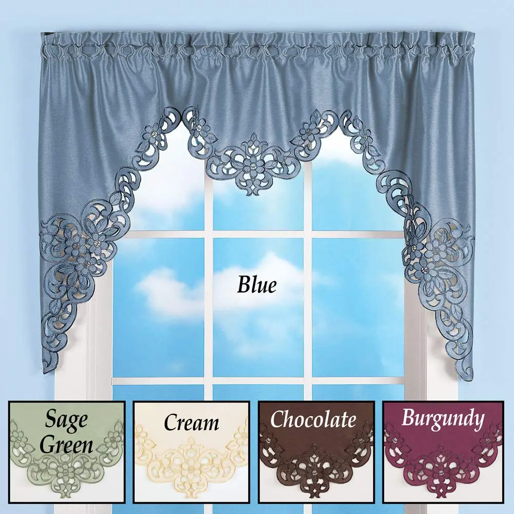 Collections Etc Elegant Scalloped Design Cut-Out Valance 58" x 36" | Light Diffusing Polyester - view 3