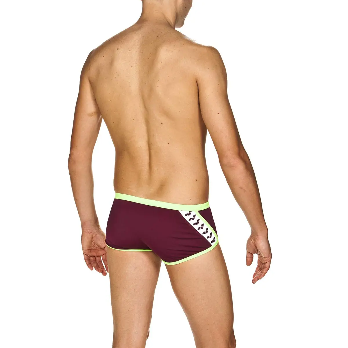 ARENA Team Stripe Low Waist MaxLife Swim Short Swimsuit, Red Wine - Shiny Green, 22 | Chlorine-Resistant, 6-Inch Short - view 2