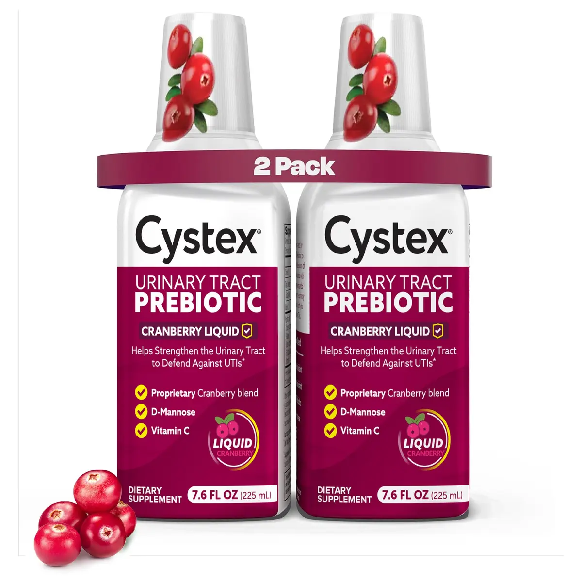 Cystex Cranberry Urinary Health Supplement Liquid, 7.6 fl oz (2 Pack) | Supports Urinary Tract & Overall Wellness - main product image