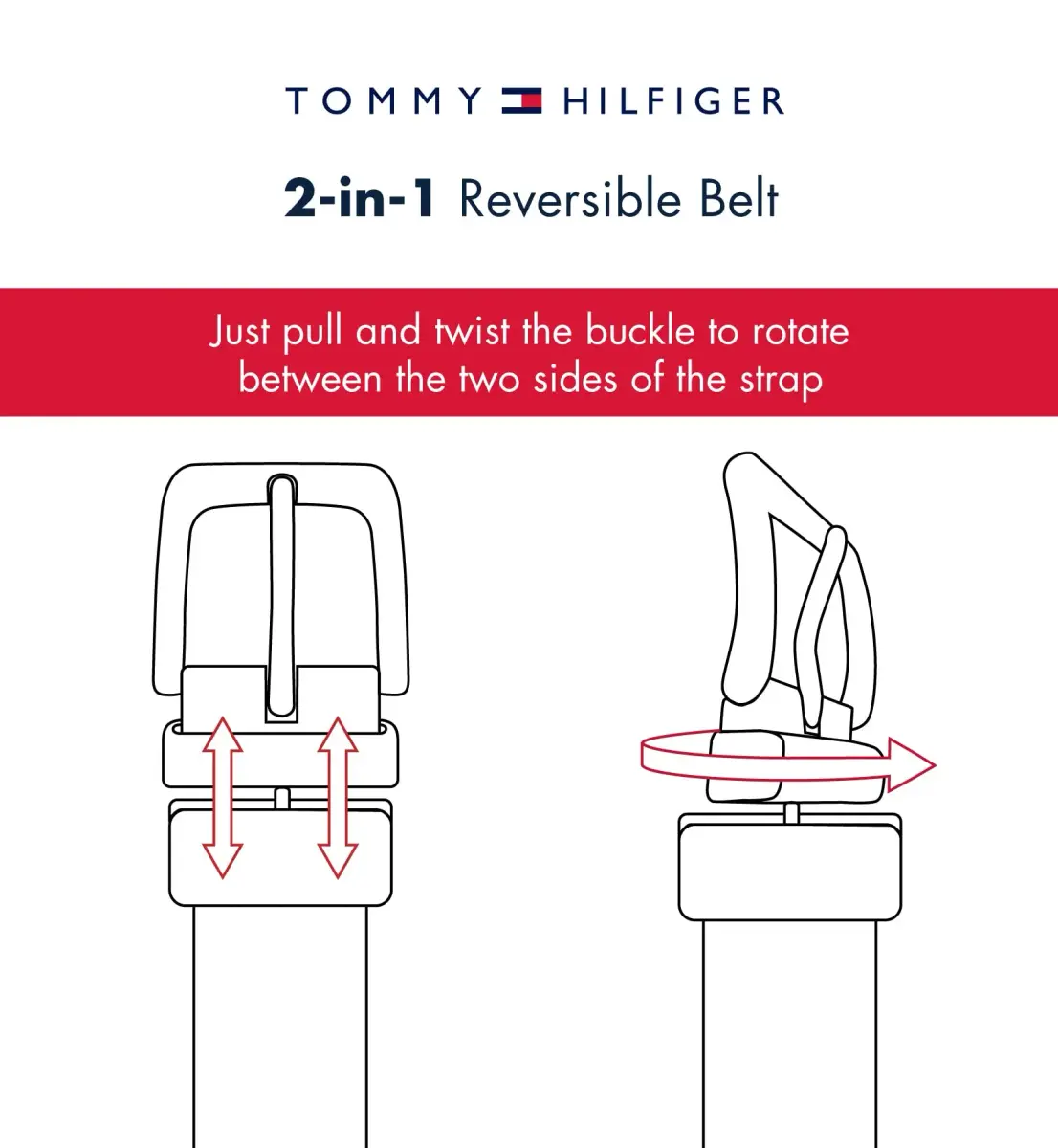 Tommy Hilfiger Men's Reversible Leather Belt XL (42-44) | Classic Black/Brown Casual Accessory - view 6