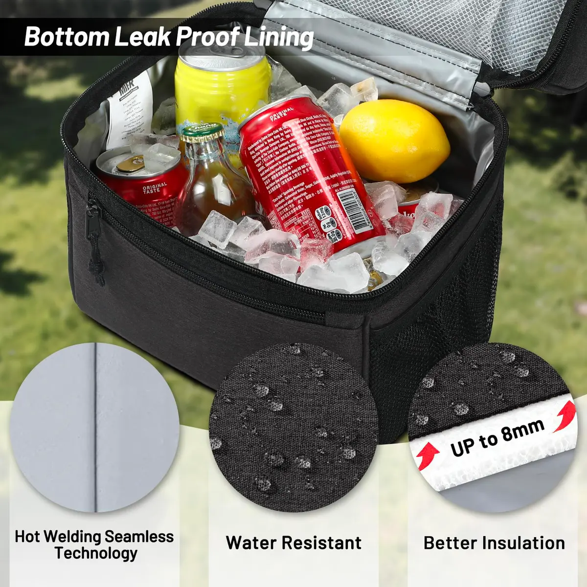MIER Insulated Lunch Box Bag Dual Compartment Dark Grey | Keeps Hot & Cold Foods Separate - view 3