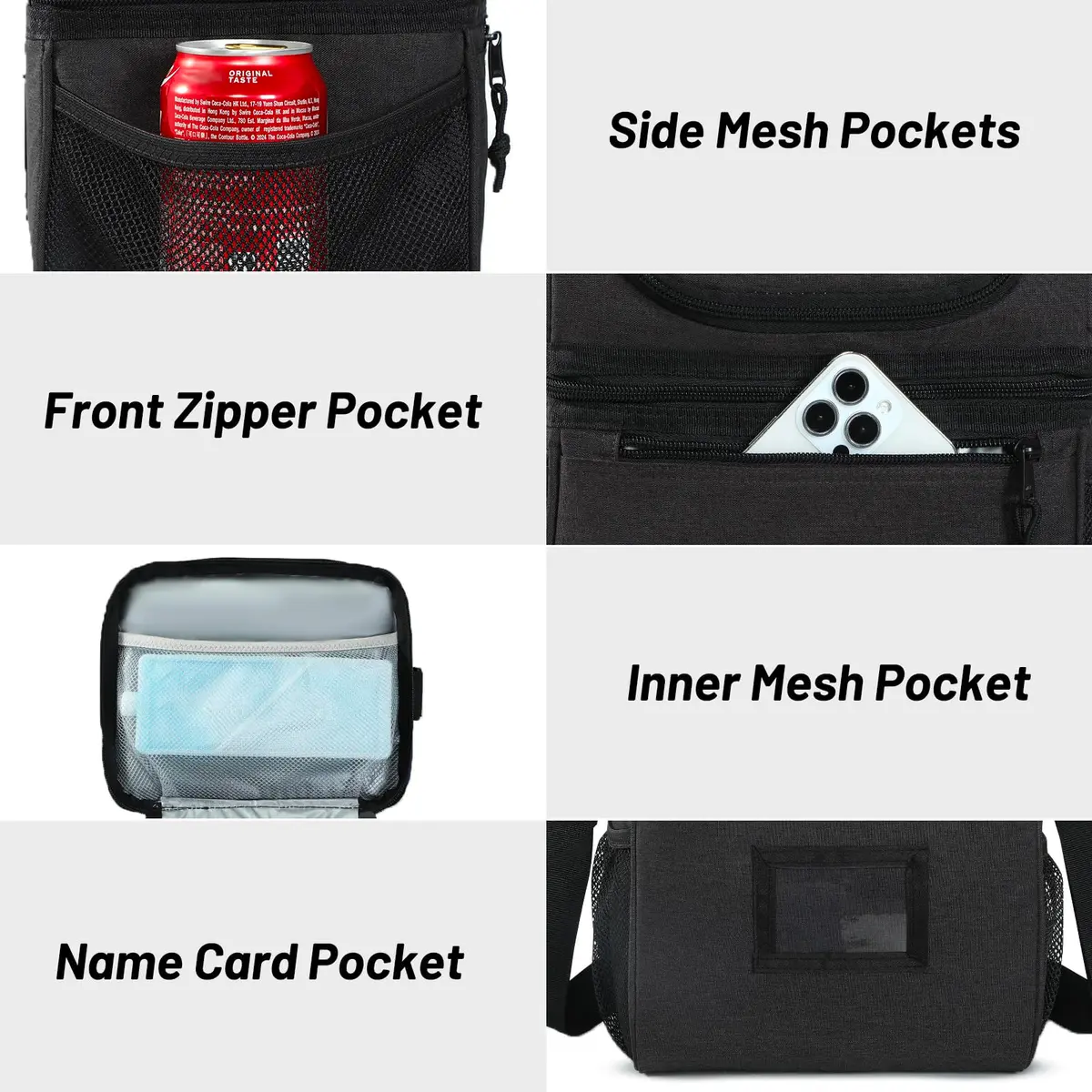 MIER Insulated Lunch Box Bag Dual Compartment Dark Grey | Keeps Hot & Cold Foods Separate - view 4