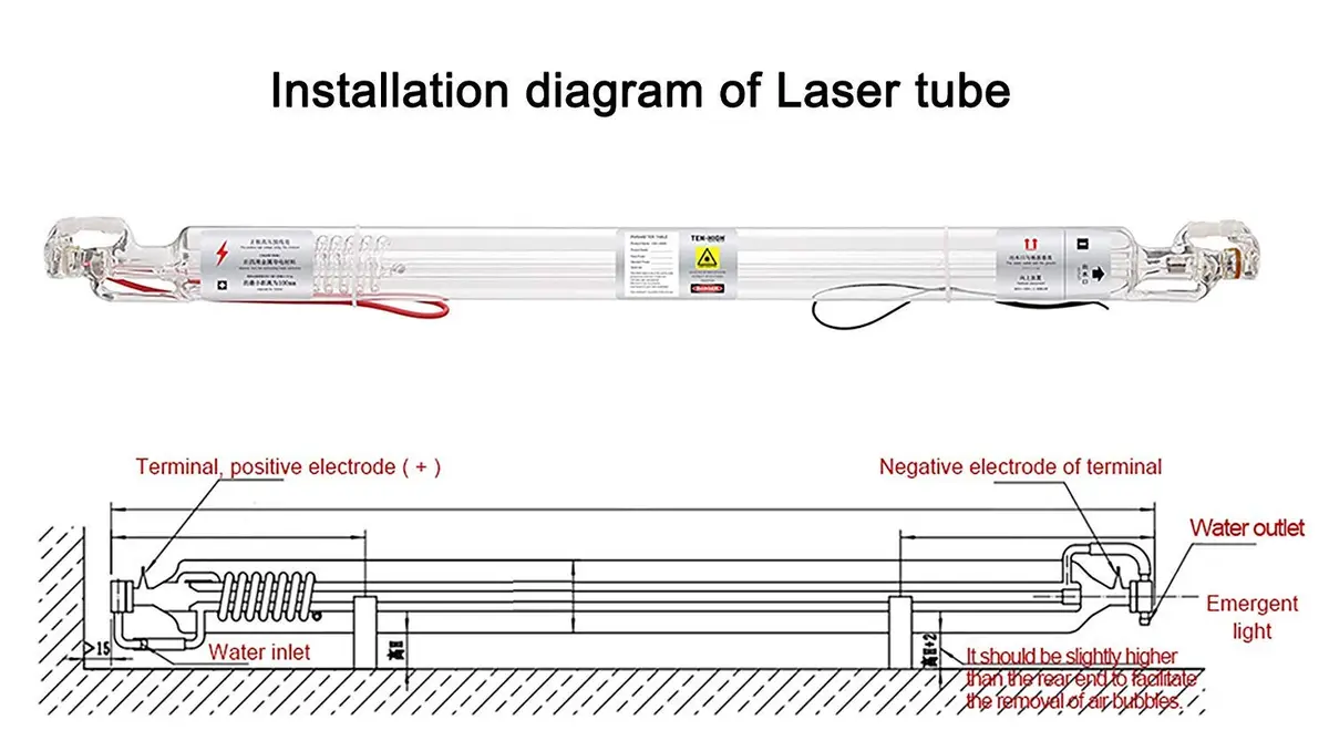 TEN-HIGH 20W CO2 Laser Tube 520mm Length, 50mm Dia for Engraving & Cutting | Well-grounded, Long Life - view 5