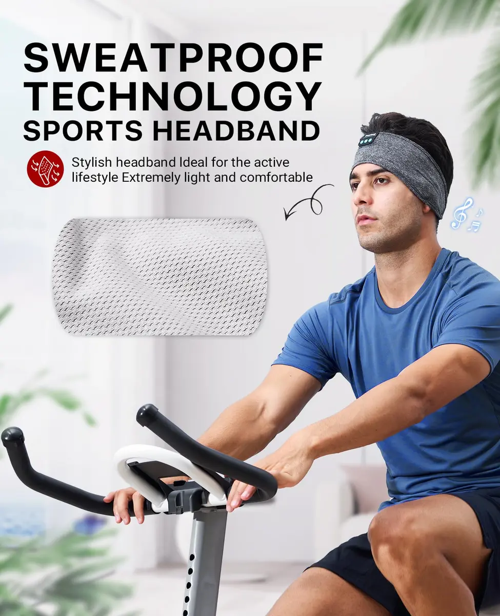 Perytong Sleep Headphones Wireless Headband with Ultra-Thin Speakers | Bluetooth Sports Headphones for Sleep & Workout - view 4