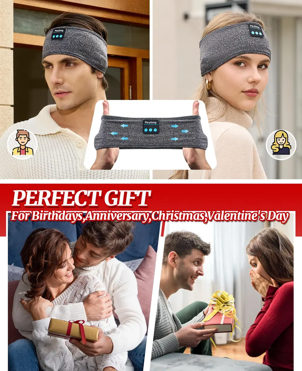 Perytong Sleep Headphones Wireless Headband with Ultra-Thin Speakers | Bluetooth Sports Headphones for Sleep & Workout - view 8