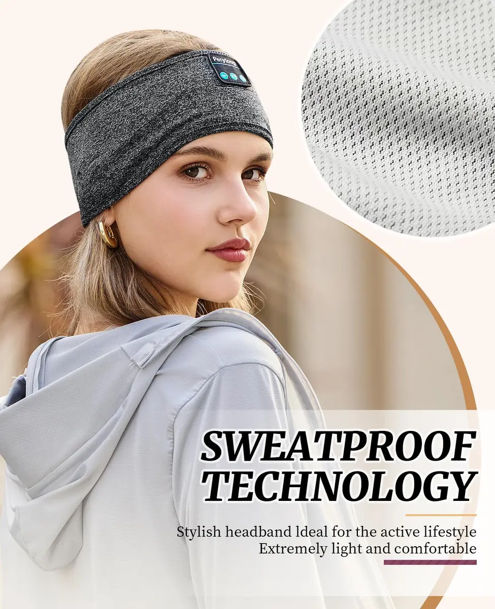 Perytong Sleep Headphones Wireless Headband with Ultra-Thin Speakers | Bluetooth Sports Headphones for Sleep & Workout - view 2