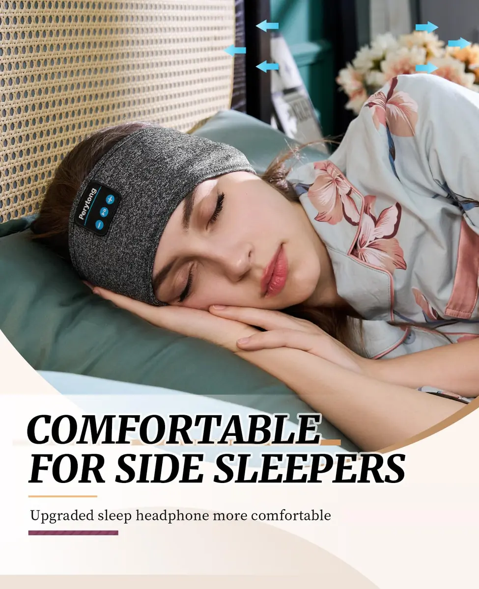 Perytong Sleep Headphones Wireless Headband with Ultra-Thin Speakers | Bluetooth Sports Headphones for Sleep & Workout - view 3