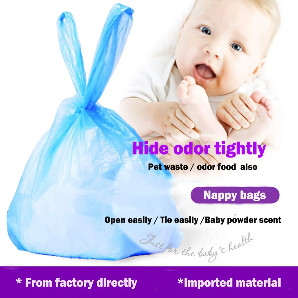 Dergik Disposable Diaper Bag for Baby, 180 Bags | Odor Control & Light Baby Powder Scent - view 3