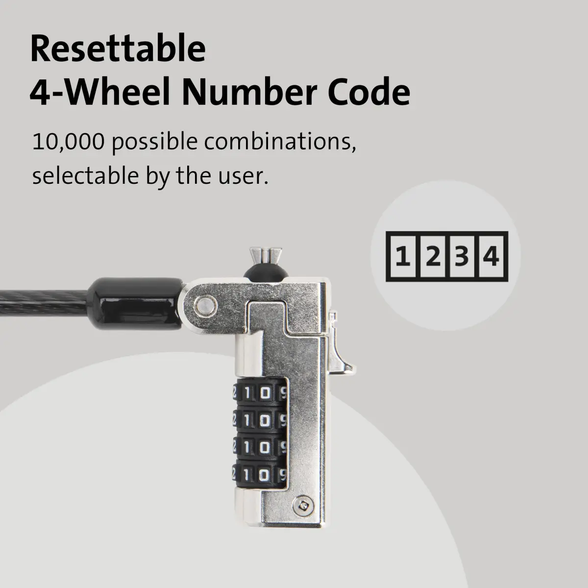 Kensington N17 Combination Laptop Lock | 1.8m (6ft) Carbon Steel Cable, 10,000 Combinations - view 6