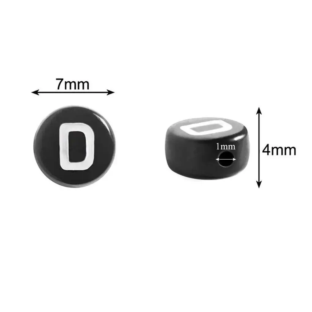 Looconi Black Round Acrylic Alphabet Letter Beads 1400pcs (7mm x 4mm) | DIY Jewelry Making Supplies - view 2