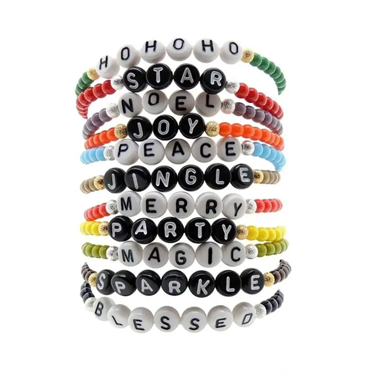Looconi Black Round Acrylic Alphabet Letter Beads 1400pcs (7mm x 4mm) | DIY Jewelry Making Supplies - view 4