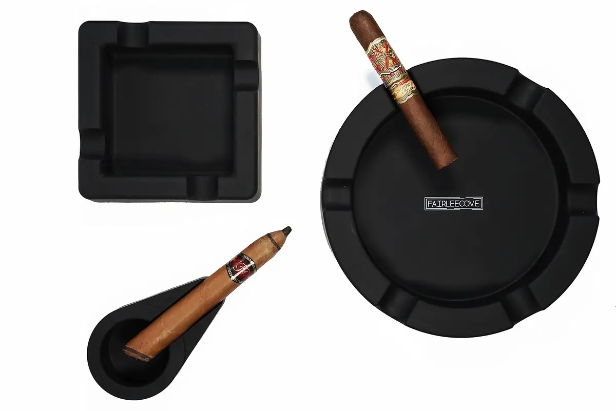 FairleeCove Cigar Ashtray for Large Gauge Cigars | Unbreakable Silicone, Wide Shelf, Indoor Outdoor Use - view 7