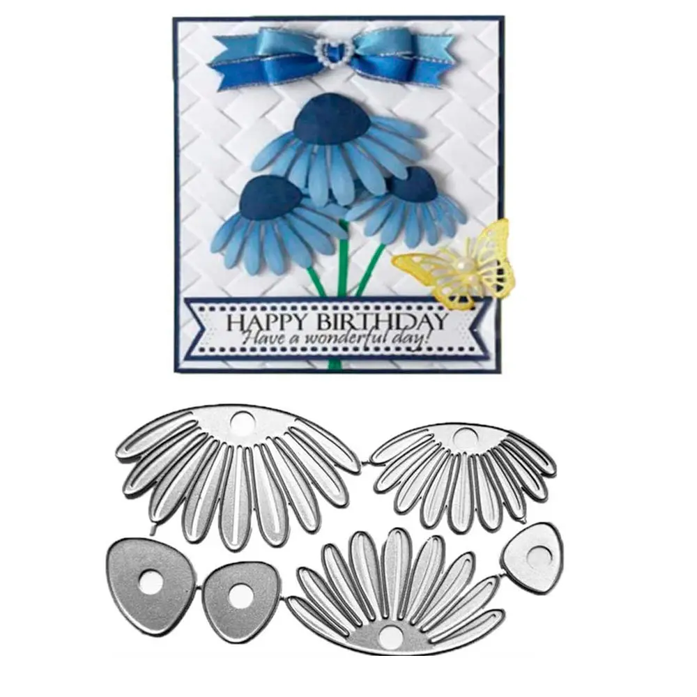 LZBRDY Daisy Flower Metal Cutting Dies | High-Carbon Steel Craft Die for Scrapbooking & Card Making (100*56mm) - main product image