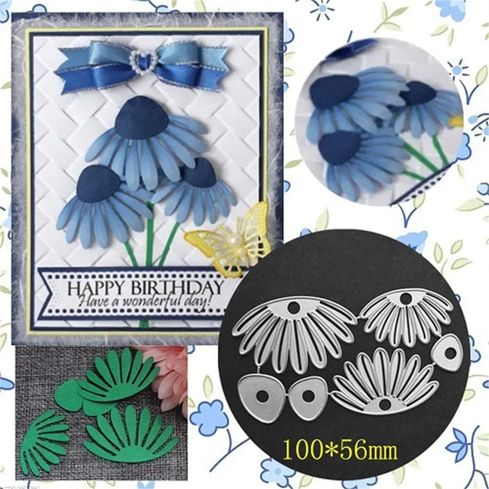 LZBRDY Daisy Flower Metal Cutting Dies | High-Carbon Steel Craft Die for Scrapbooking & Card Making (100*56mm) - view 2