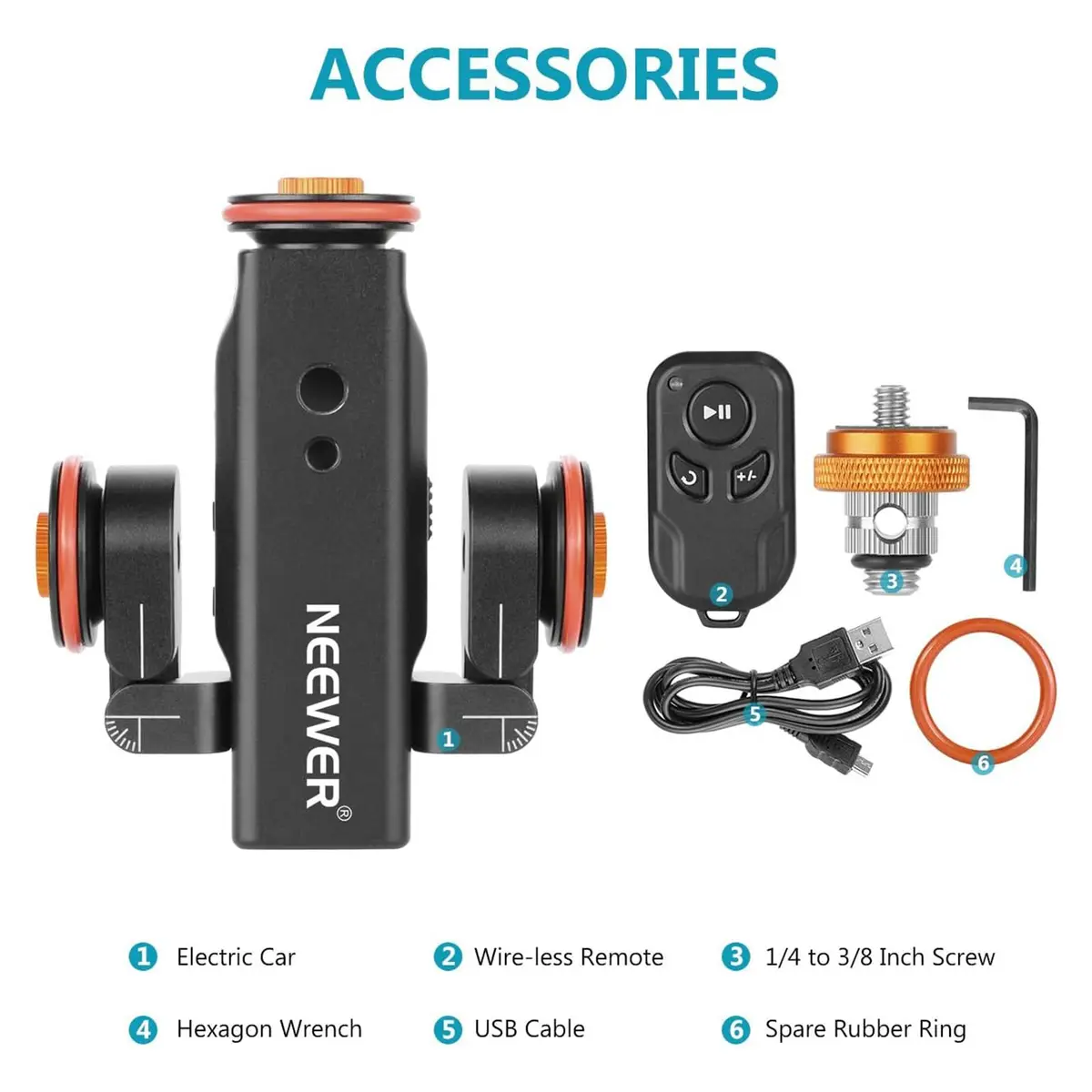 NEEWER 3 Wheels Wireless Video Camera Dolly, 3 Speed Motorized Slider | Remote Control & Adjustable Wheel - view 2