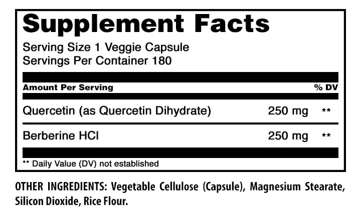Amazing Nutrition Quercetin Berberine 250mg | Vegetarian Gluten Free Supplement in USA (180 Veggie Capsules) - view 3