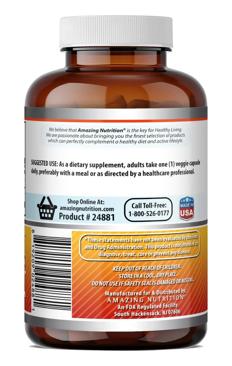 Amazing Nutrition Quercetin Berberine 250mg | Vegetarian Gluten Free Supplement in USA (180 Veggie Capsules) - view 5