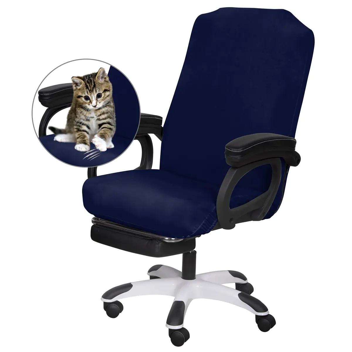 SARAFLORA Navy Large Office Chair Cover | Stretch Fit, Removable, Washable Protector (1 Piece) - main product image