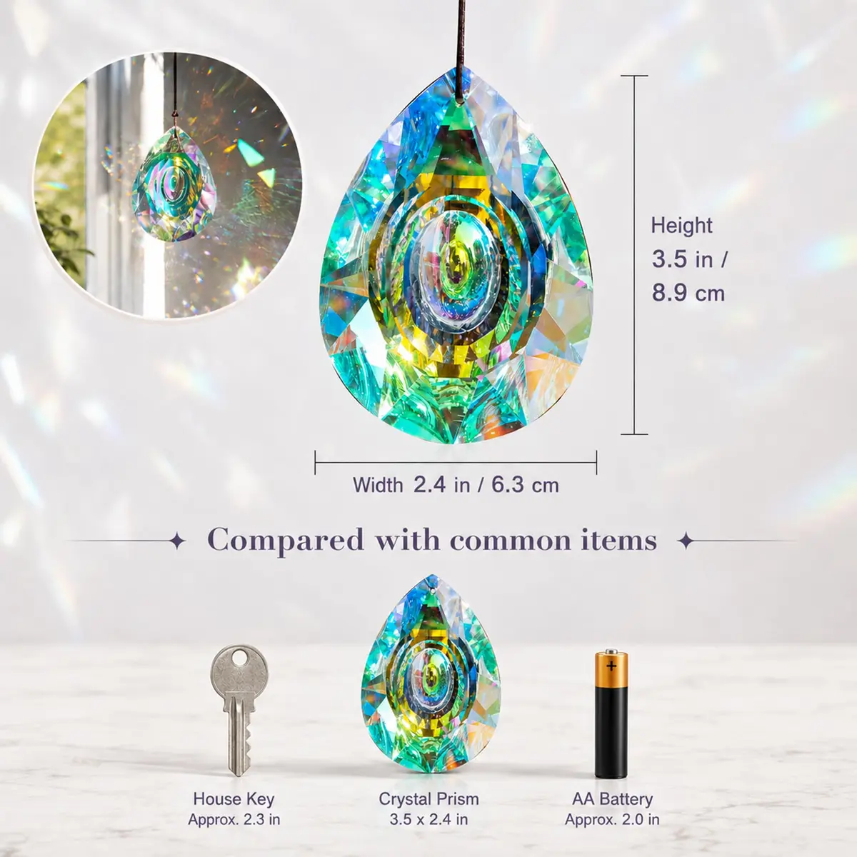 H&D HYALINE & DORA 89mm/3.5in Hanging Chandelier Crystals Prism Rainbow Sun Catcher - view 2