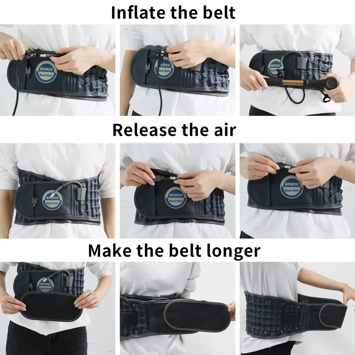 GINEKOO Inflatable Decompression Belt for Lower Back Pain Relief, Blue | Lumbar Support & Spinal Traction - view 5