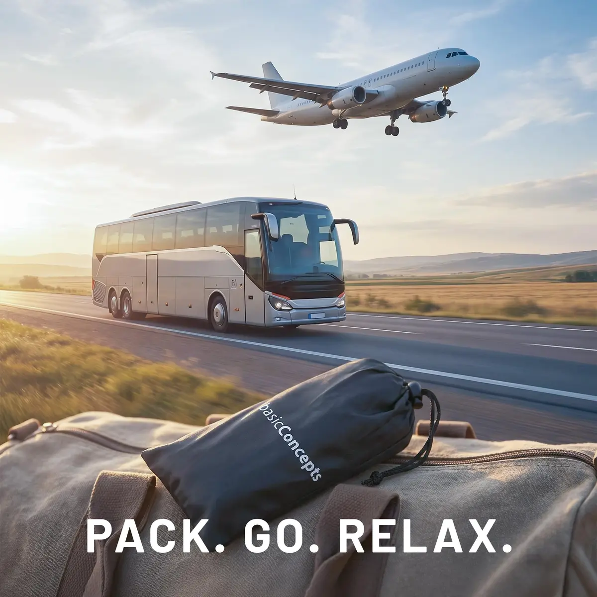 BASIC CONCEPTS Airplane Foot Hammock for Plane Travel Essentials - Black, 17-34 inch Adjustable Strap | Travel Comfortably - view 8