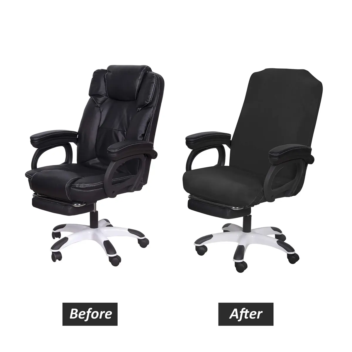 SARAFLORA Black Office Chair Cover Large | Stretchable & Washable Protector for Computer Chairs - view 7