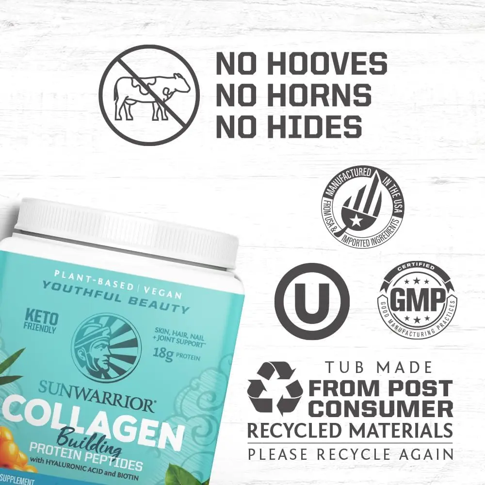 Sunwarrior Vegan Collagen Building Peptides, Unflavored | Plant-Based Collagen Support for Skin & Muscle (20 Servings) - view 3