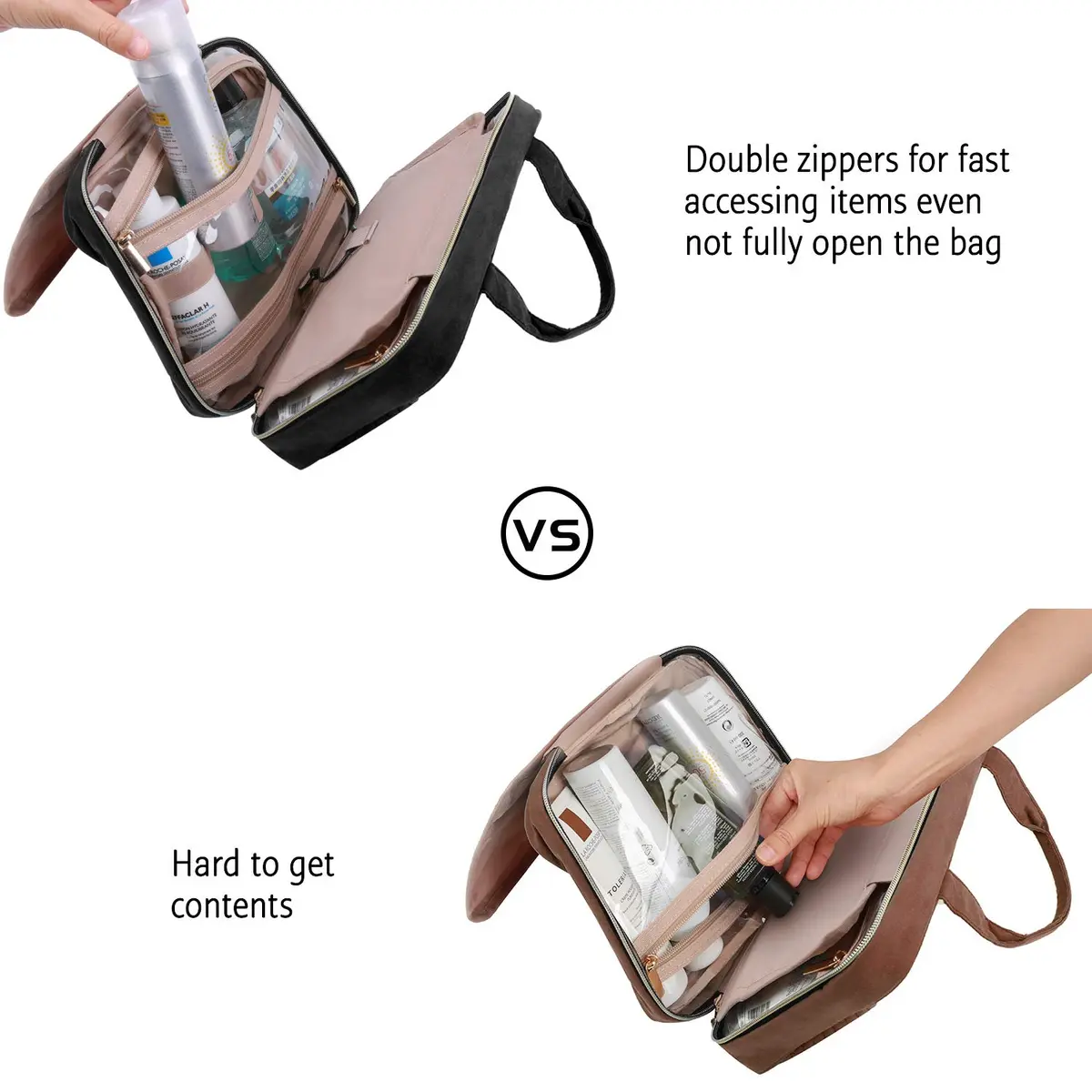 BAGSMART Water-Resistant Toiletry Bag with Hanging Hook | Travel Organizer for Accessories & Full-Size Containers - view 6