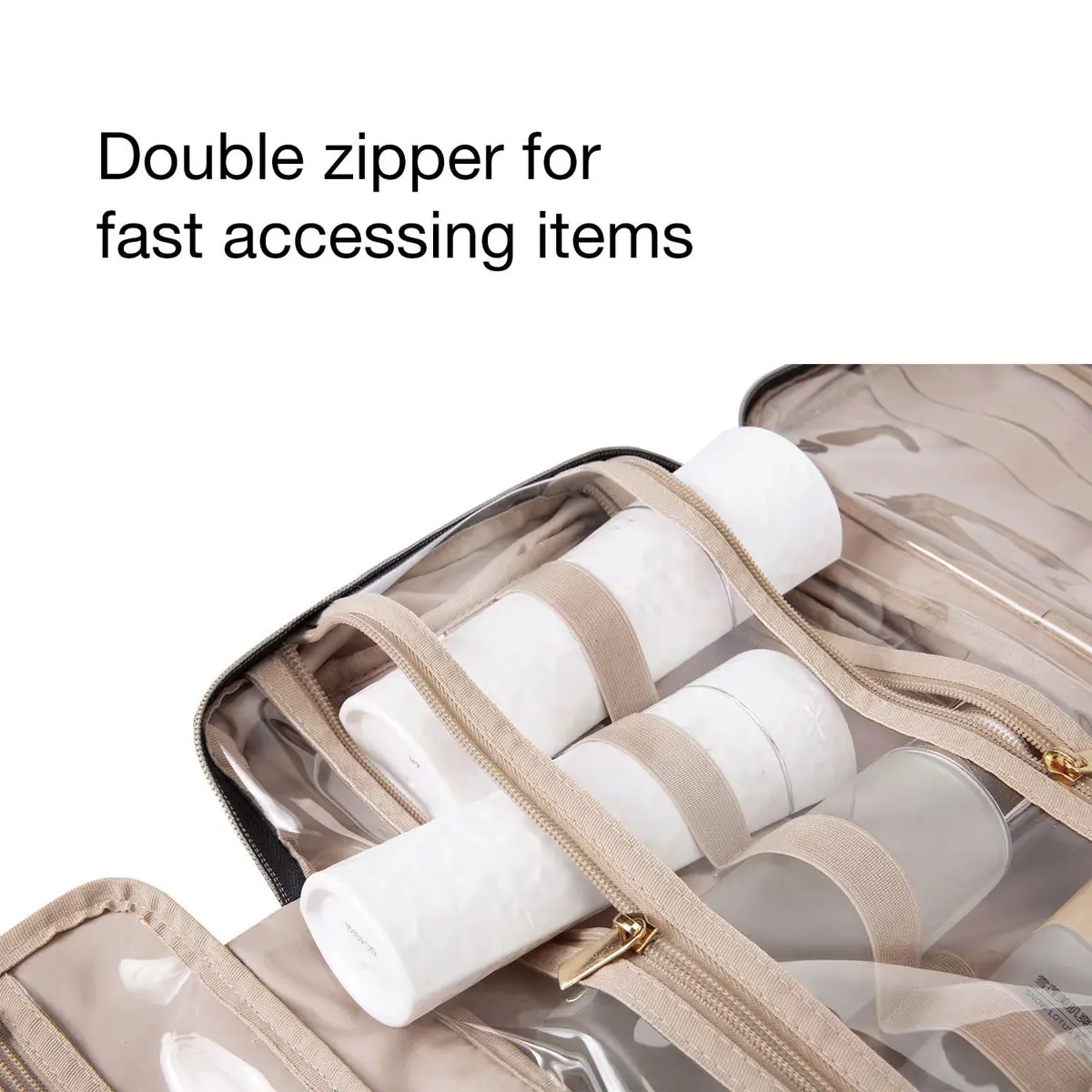 BAGSMART Toiletry Bag Travel Organizer with Hanging Hook, Water-resistant, Baby Pink, Medium - view 5