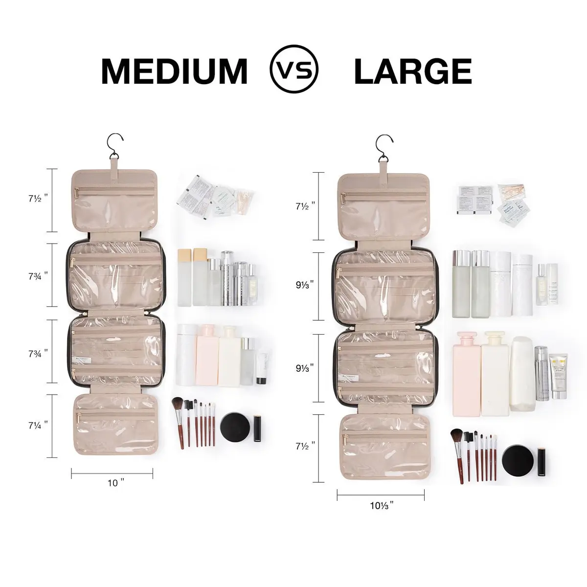 BAGSMART Toiletry Bag Travel Organizer with Hanging Hook, Water-resistant, Baby Pink, Medium - view 2